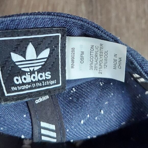 Adidas Trefoil Hat Strapaback Cap Navy Blue Speckled Spots Activewear - Picture 6 of 6